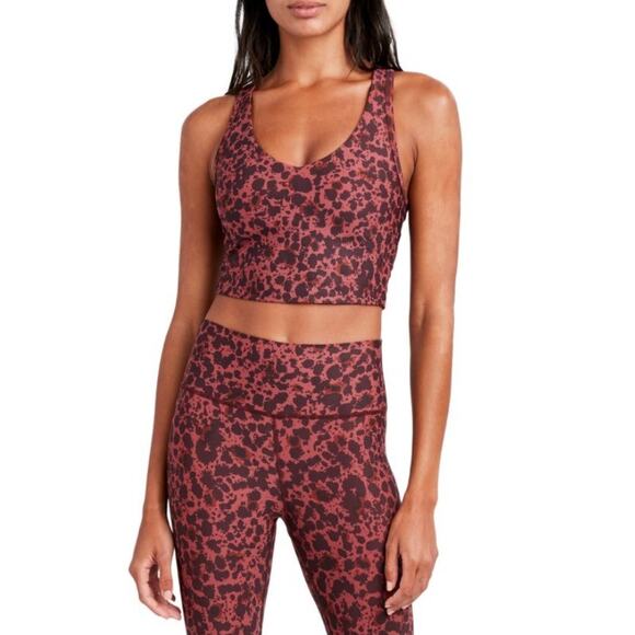 Sage Women's 2 Pc Set Longline Sports Bra & Leggings Inkspot Print sz XS - Picture 2 of 13